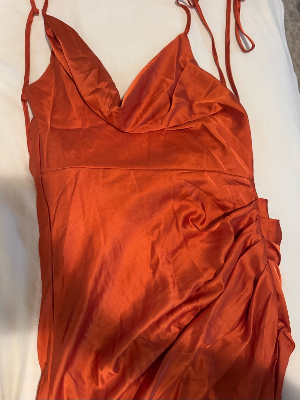 SHEIN Satin Cowl Neck Slip Camisole in Rust Orange
